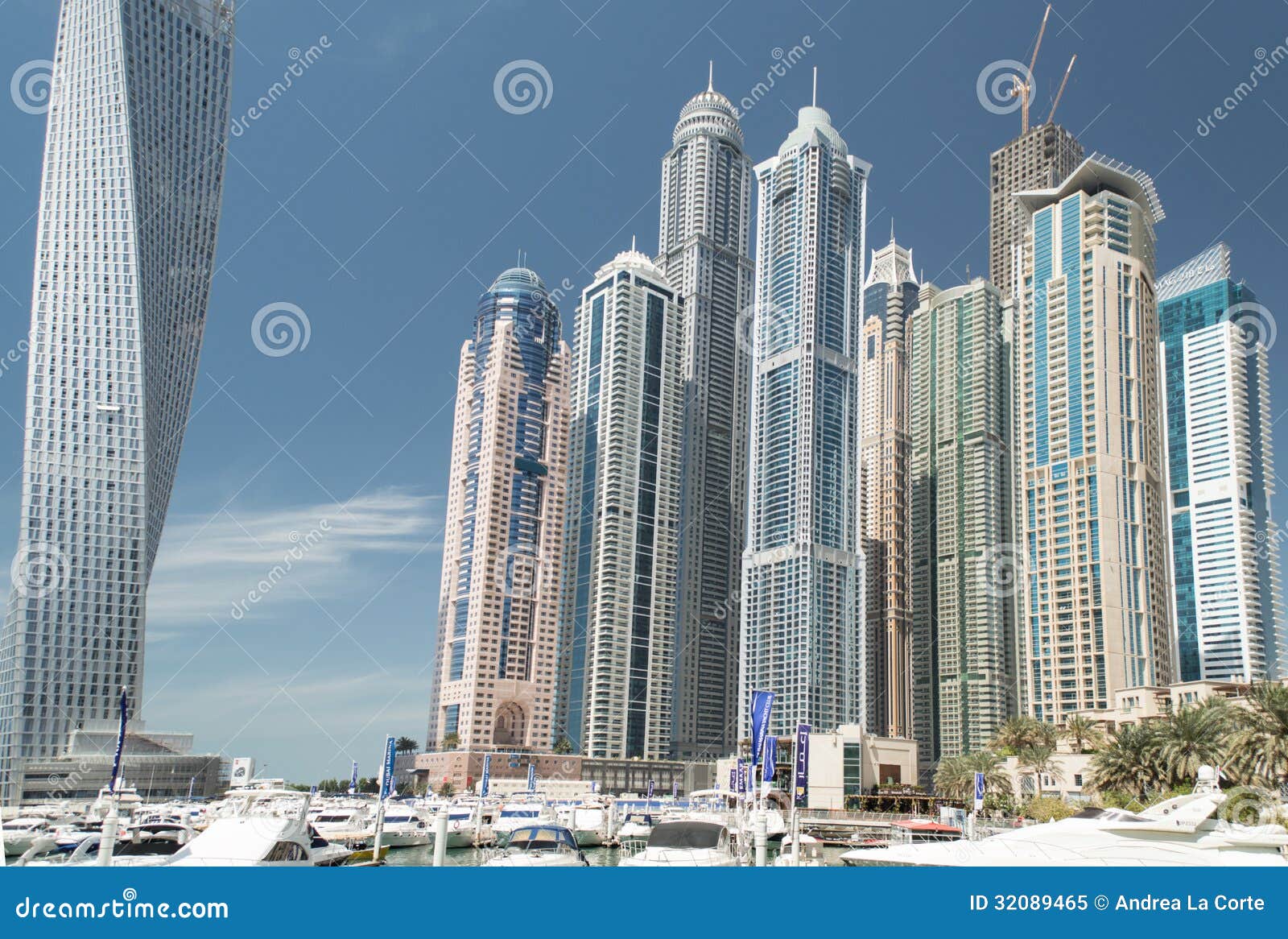 Dubai skyscrapers in Marina,United Arab Emirates. Great view of small ...