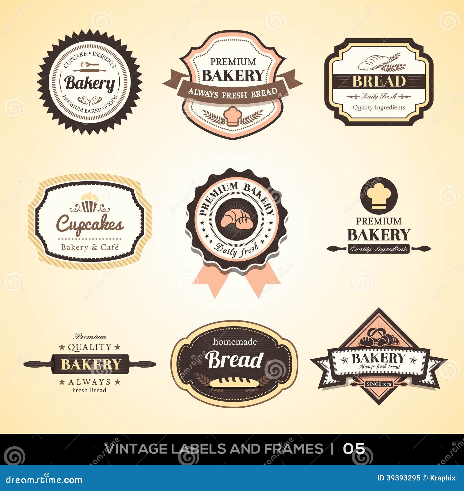 frames labels of set Vector and cupcake design. logo Vintage signs  vintage bakery