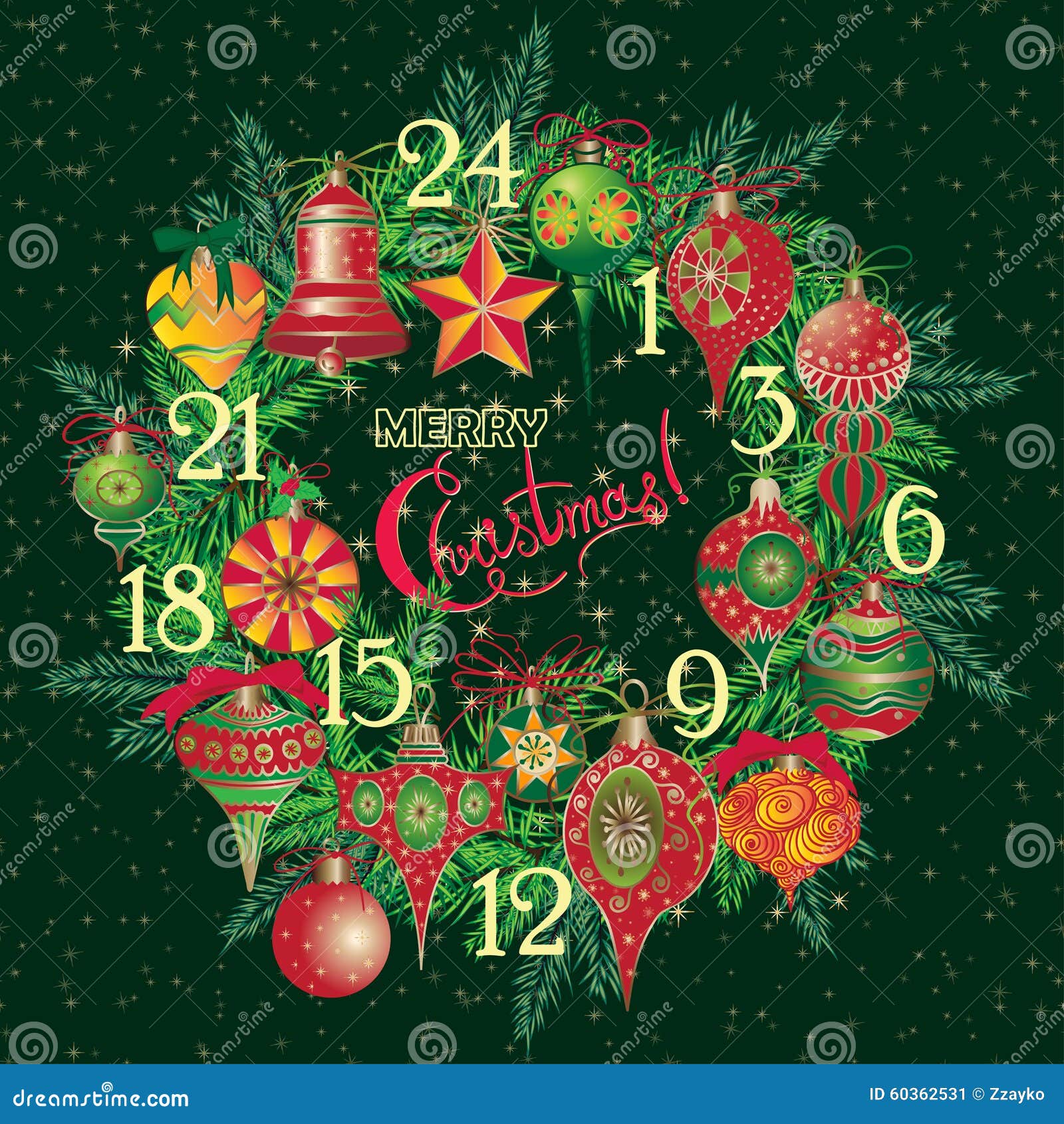 Christmas Calendar Illustration : Vintage christmas advent calendar stock illustration Christmas Calendar Illustration : Vintage christmas advent calendar stock illustration