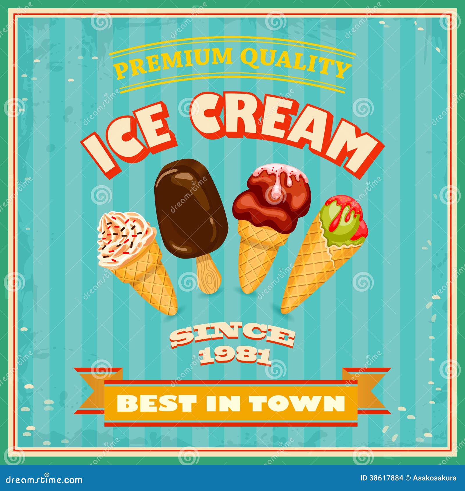 vintage ice cream poster vector illustration 38617884