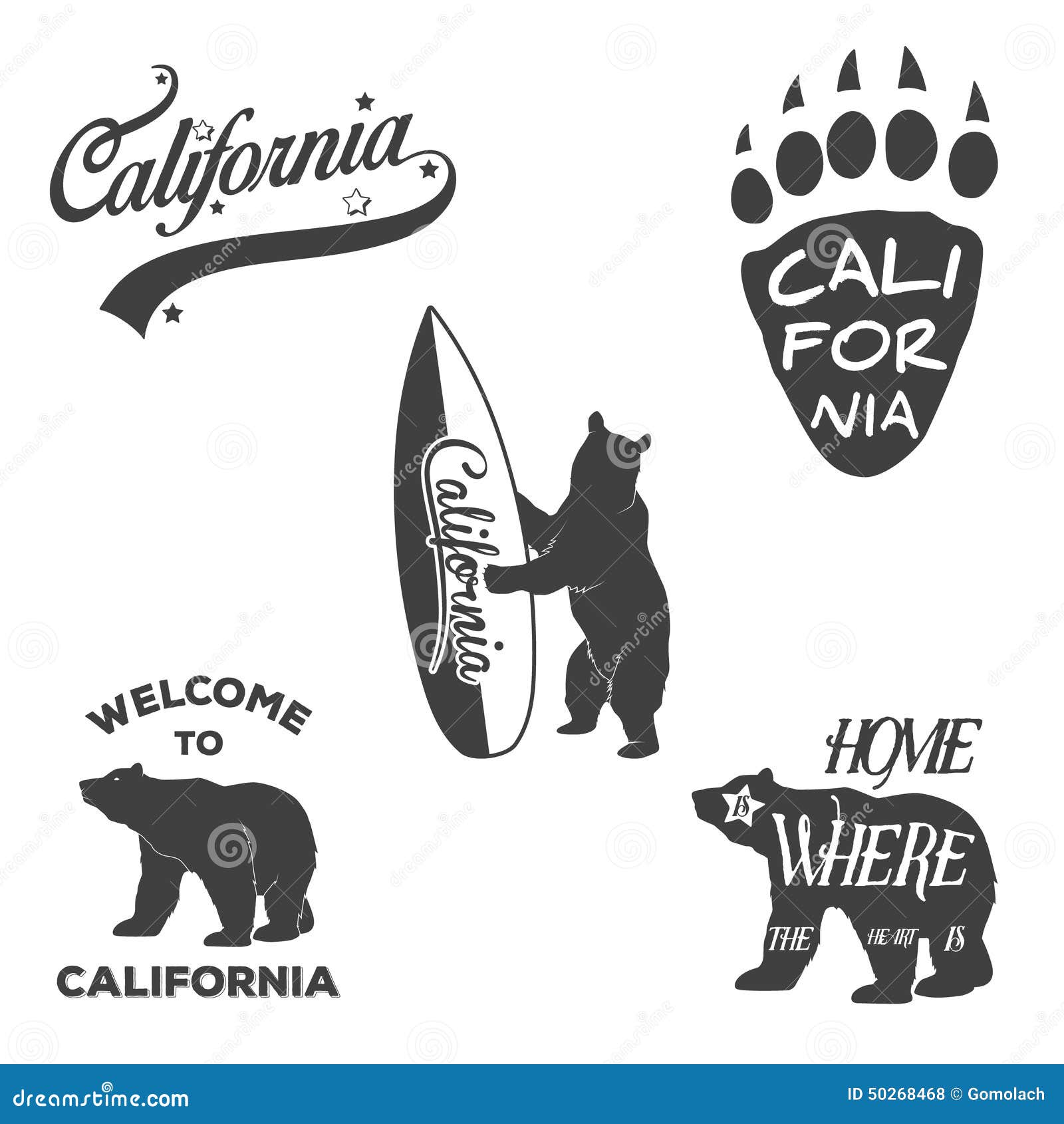 vintage monochrome california badges and design stock vintage monochrome california badges and design stock