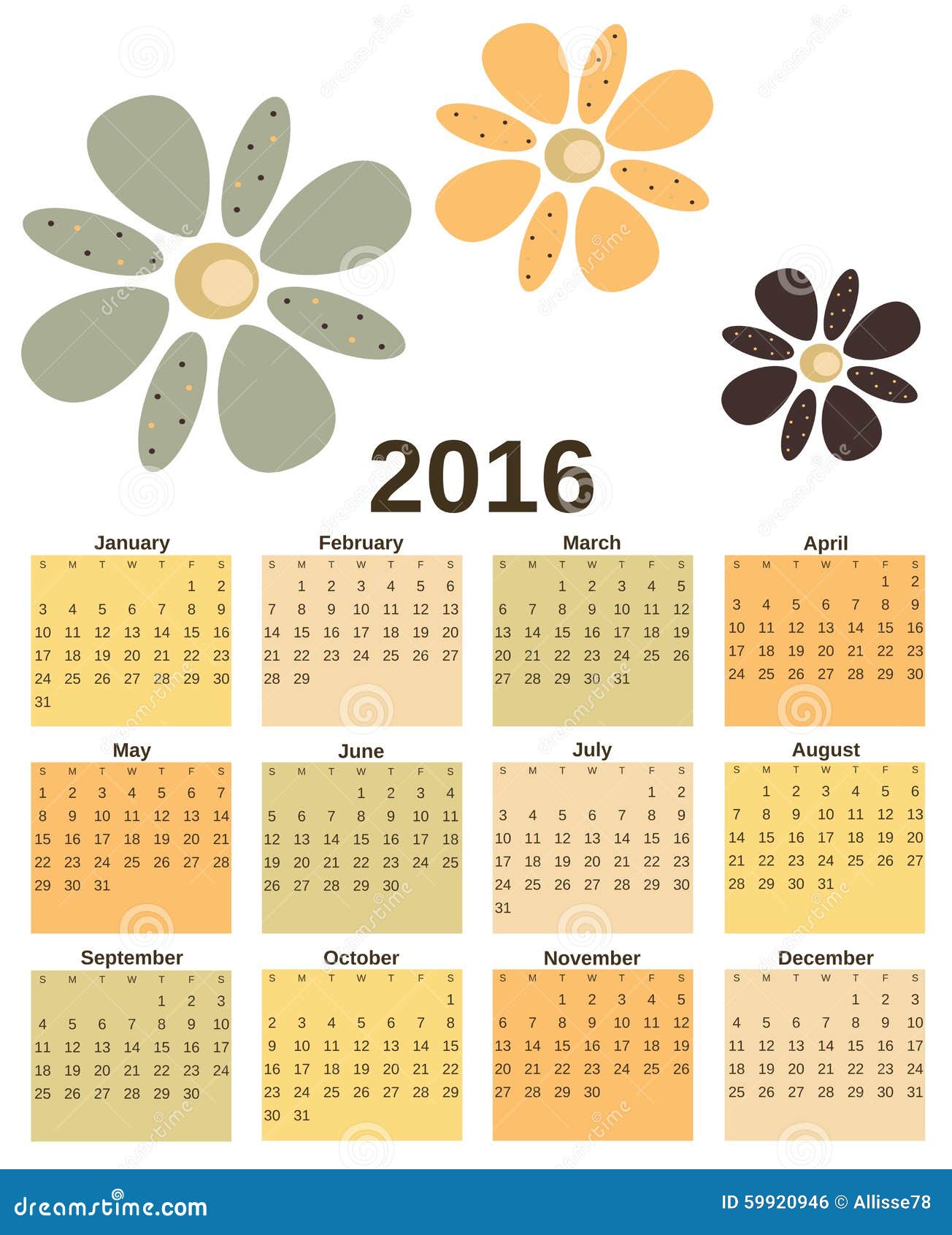 Vintage Calendar Template : Vintage retro calendar with flowers background Vintage Calendar Template : Vintage retro calendar with flowers background