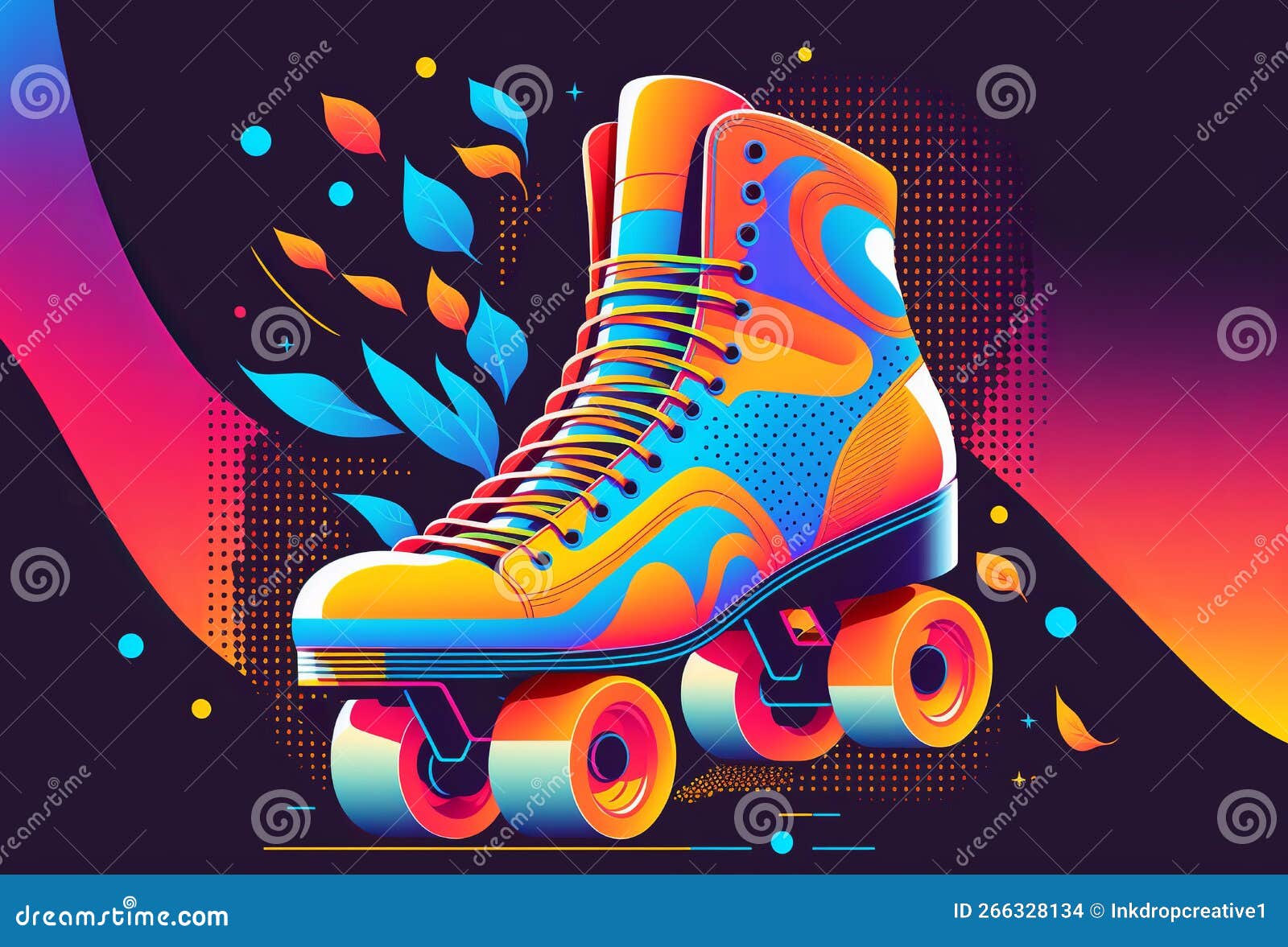 Vintage Roller Skate Illustration Retro Skates Stock Illustration