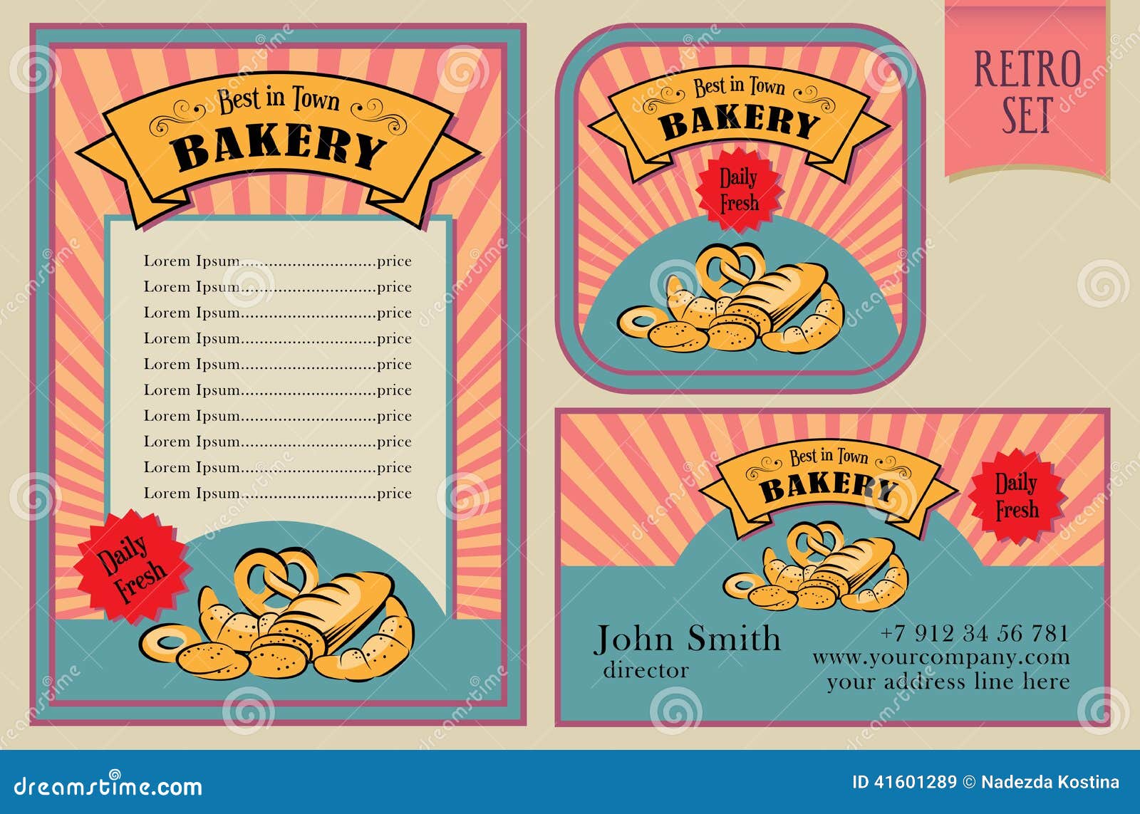 Vintage Vector Bakery Labels Collection Stock Vector - Image: 41601289