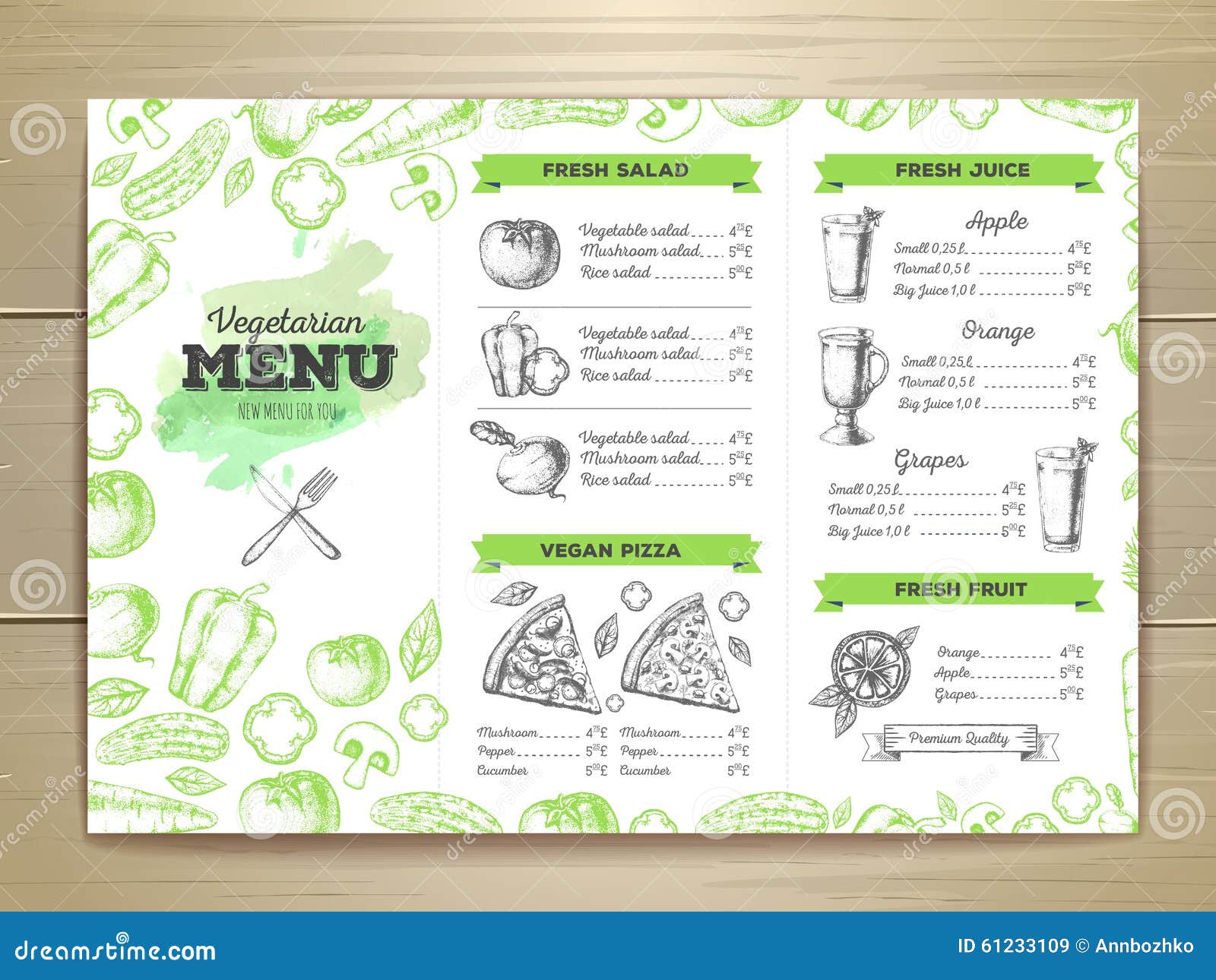 Vintage Vegetarian Food Menu Design. Stock Vector - Image: 61233109