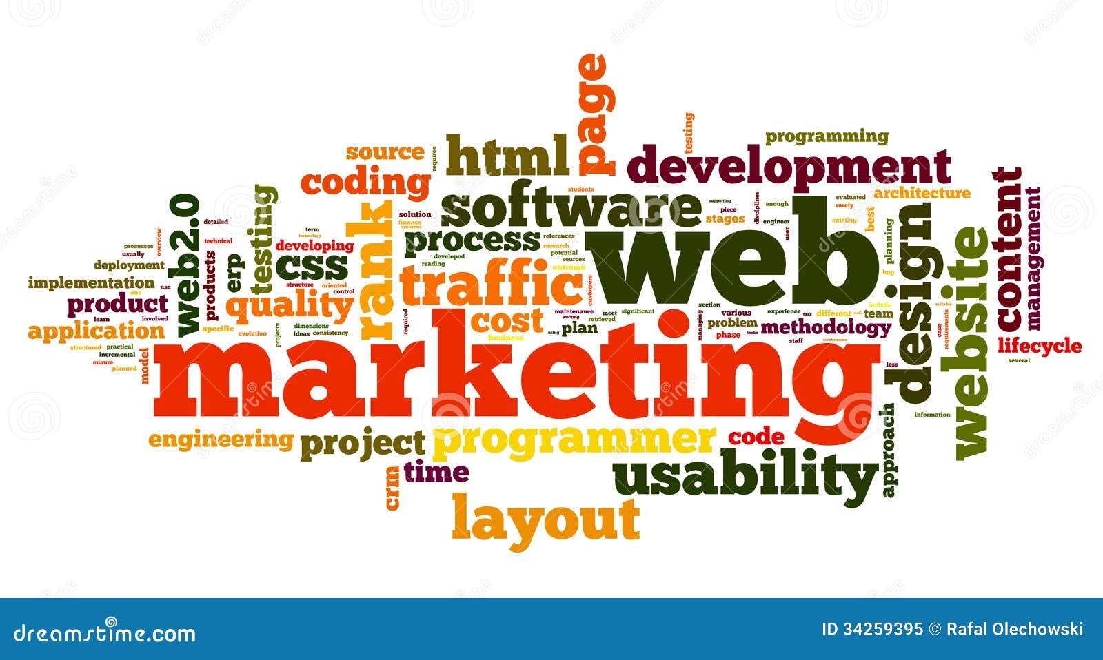 Web marketing concept in word cloud on white background.