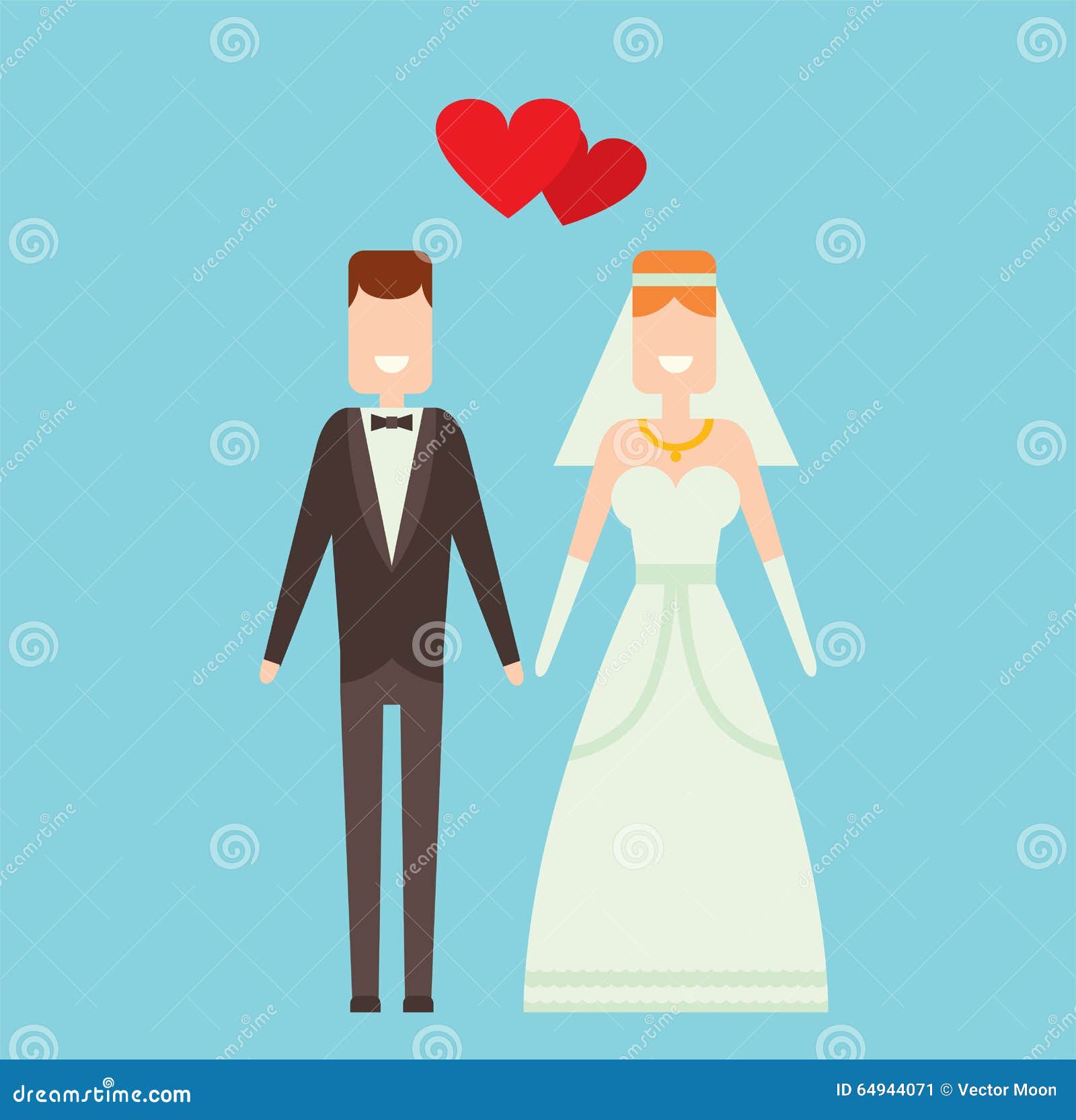Wedding Couple Cartoon Style Vector Illustration Stock Vector - Image