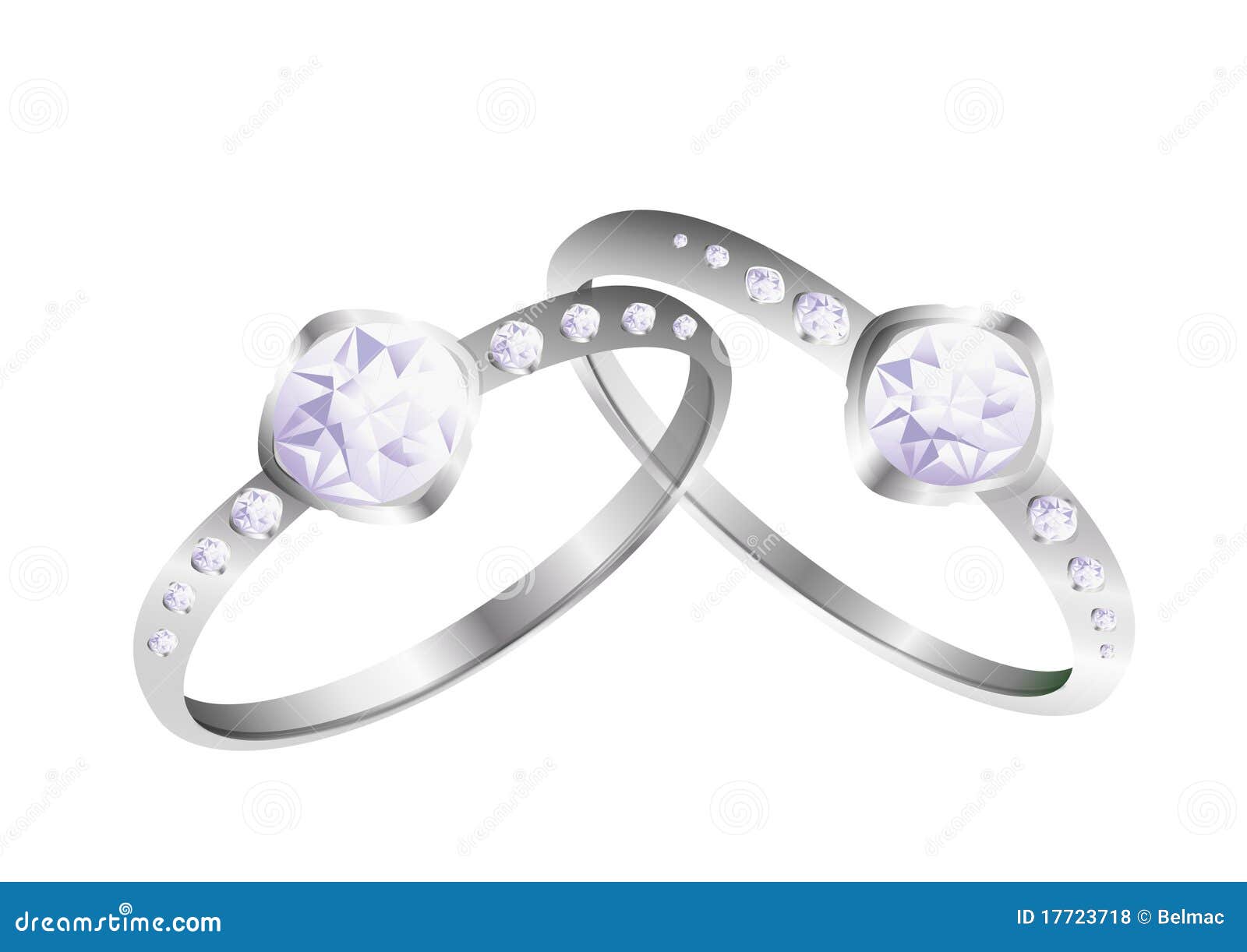 Wedding rings on the white background.