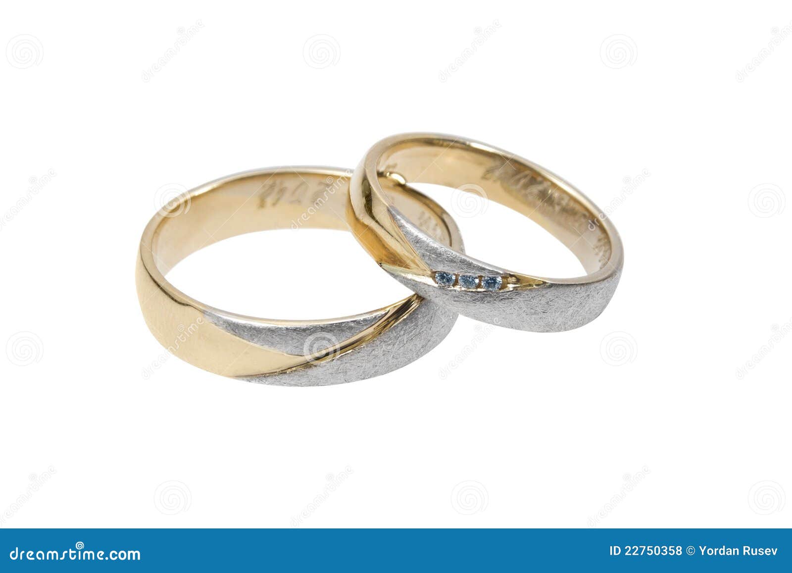 Wedding rings isolated on white.