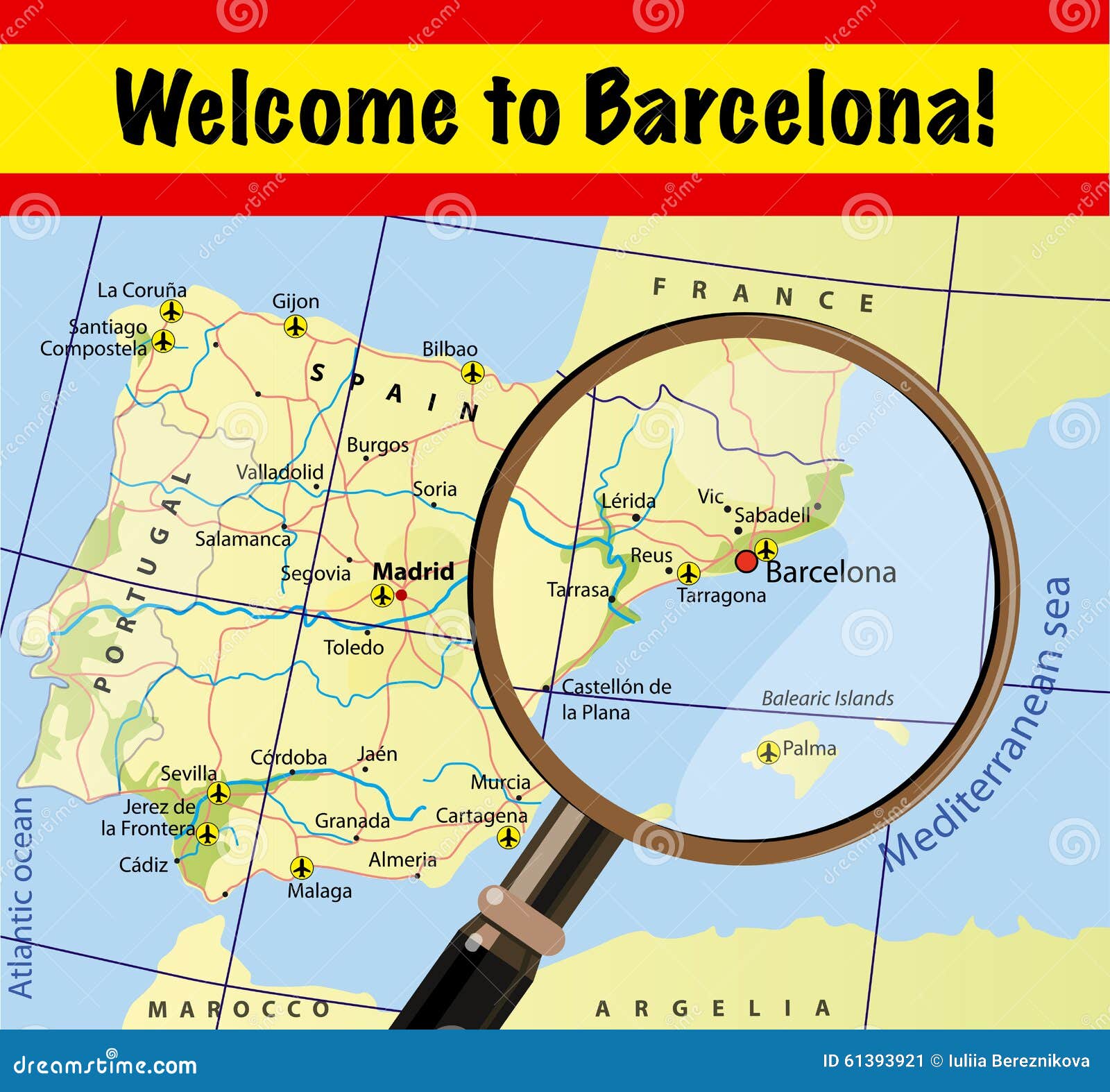 welcome to barcelona map spain 61393921