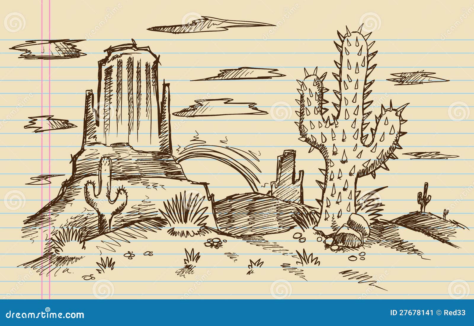 Western Cartoon Landscape Sketch Stock Image - Image: 27678141