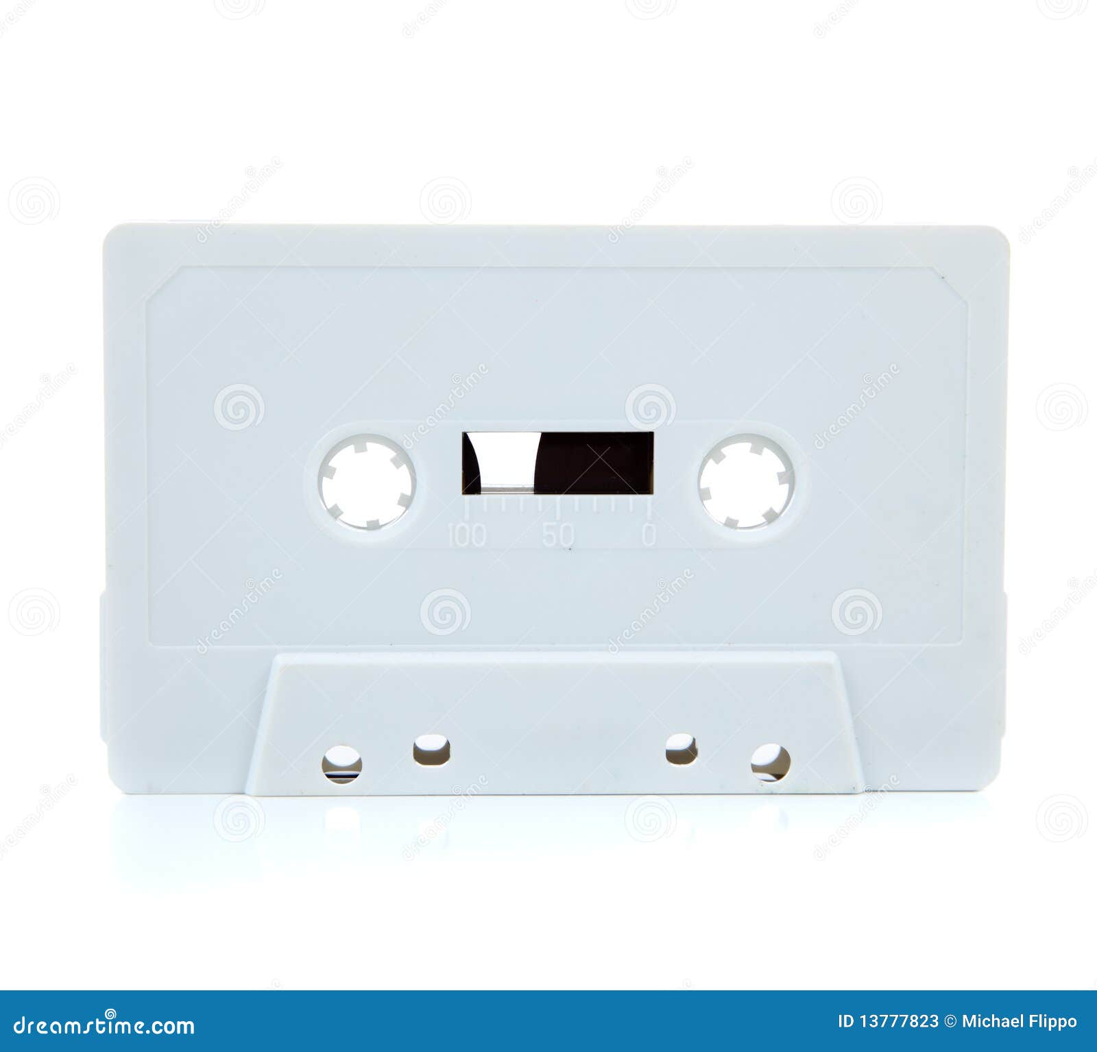 white blank cassette tape on a white background.