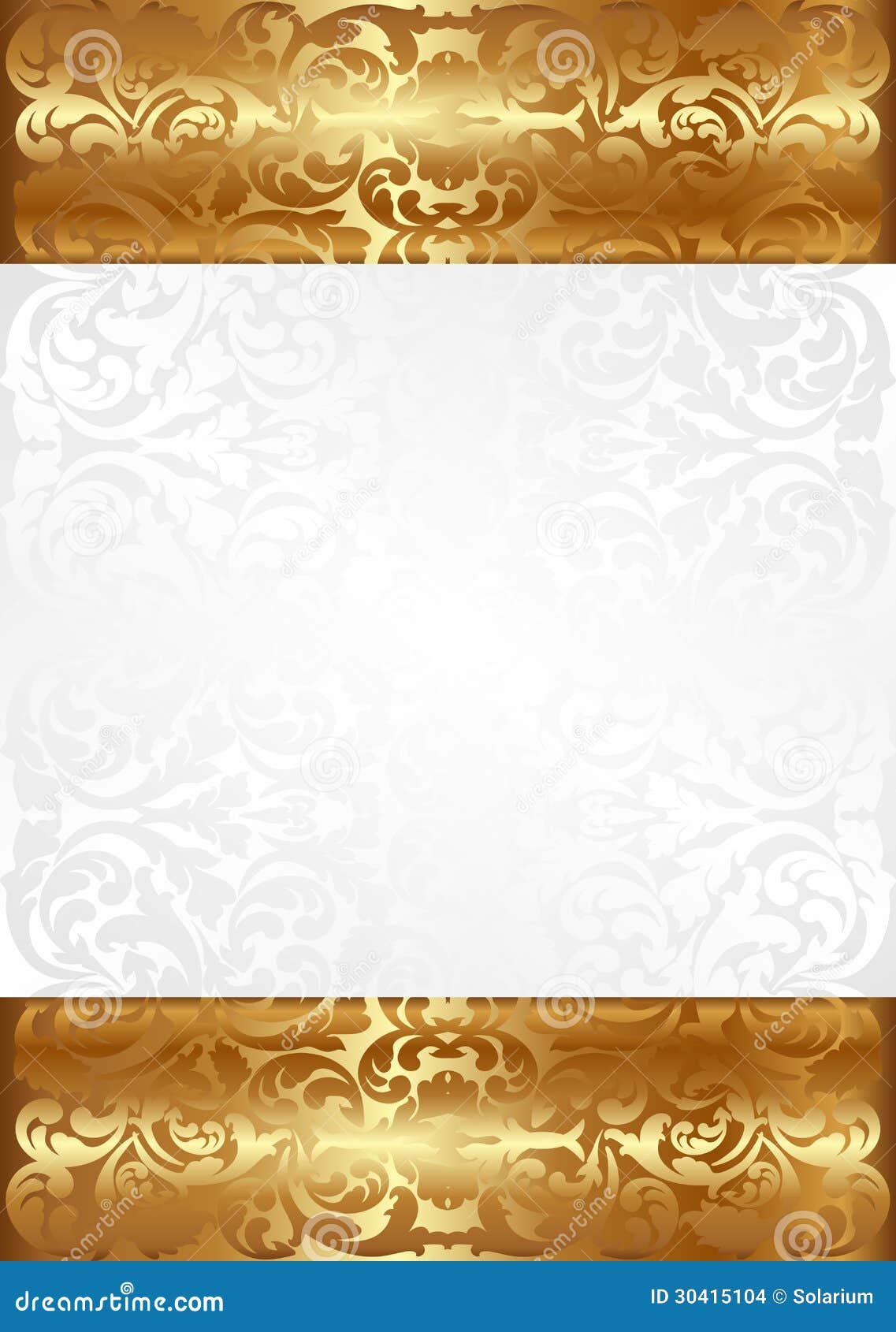 White and gold background with ornaments.