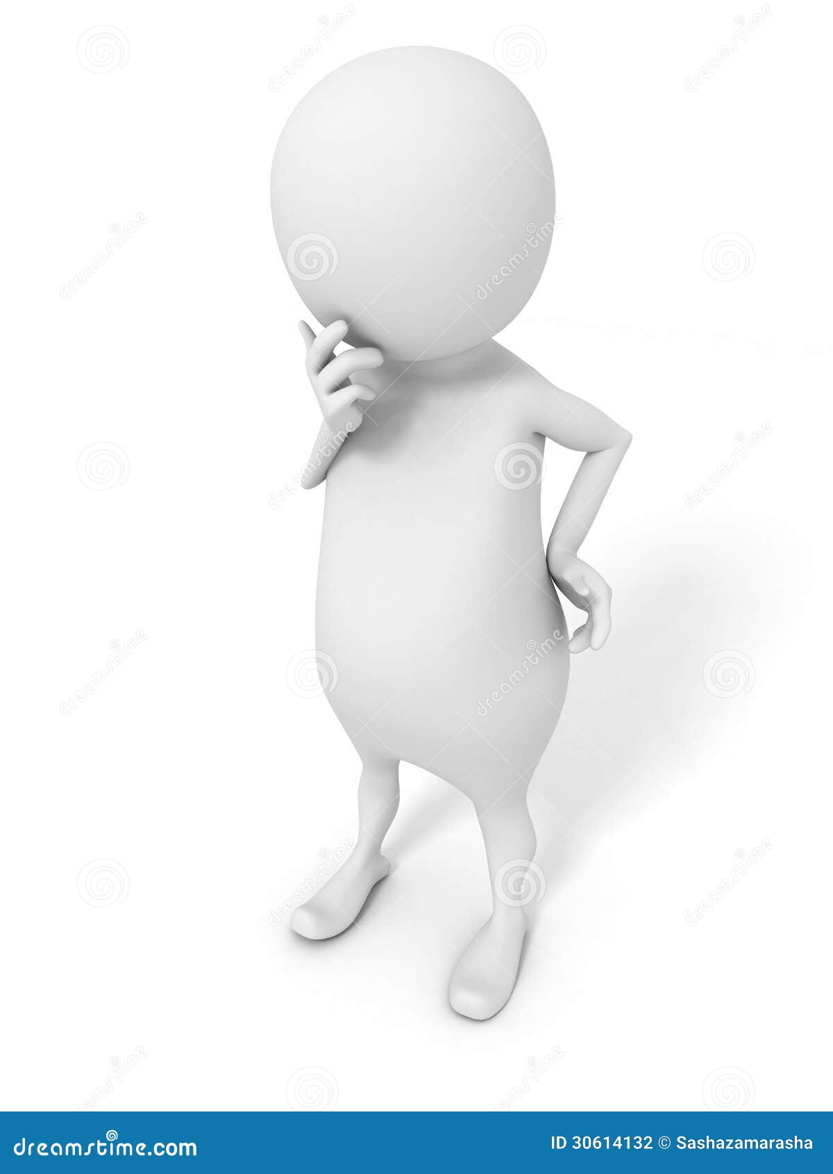 White Thinking 3d Man On White Background Stock Photography - Image