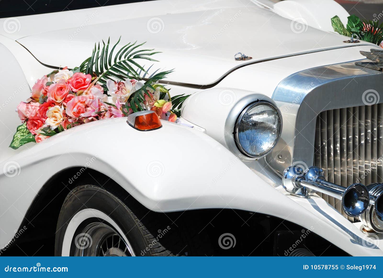 Wedding limousines with flowers