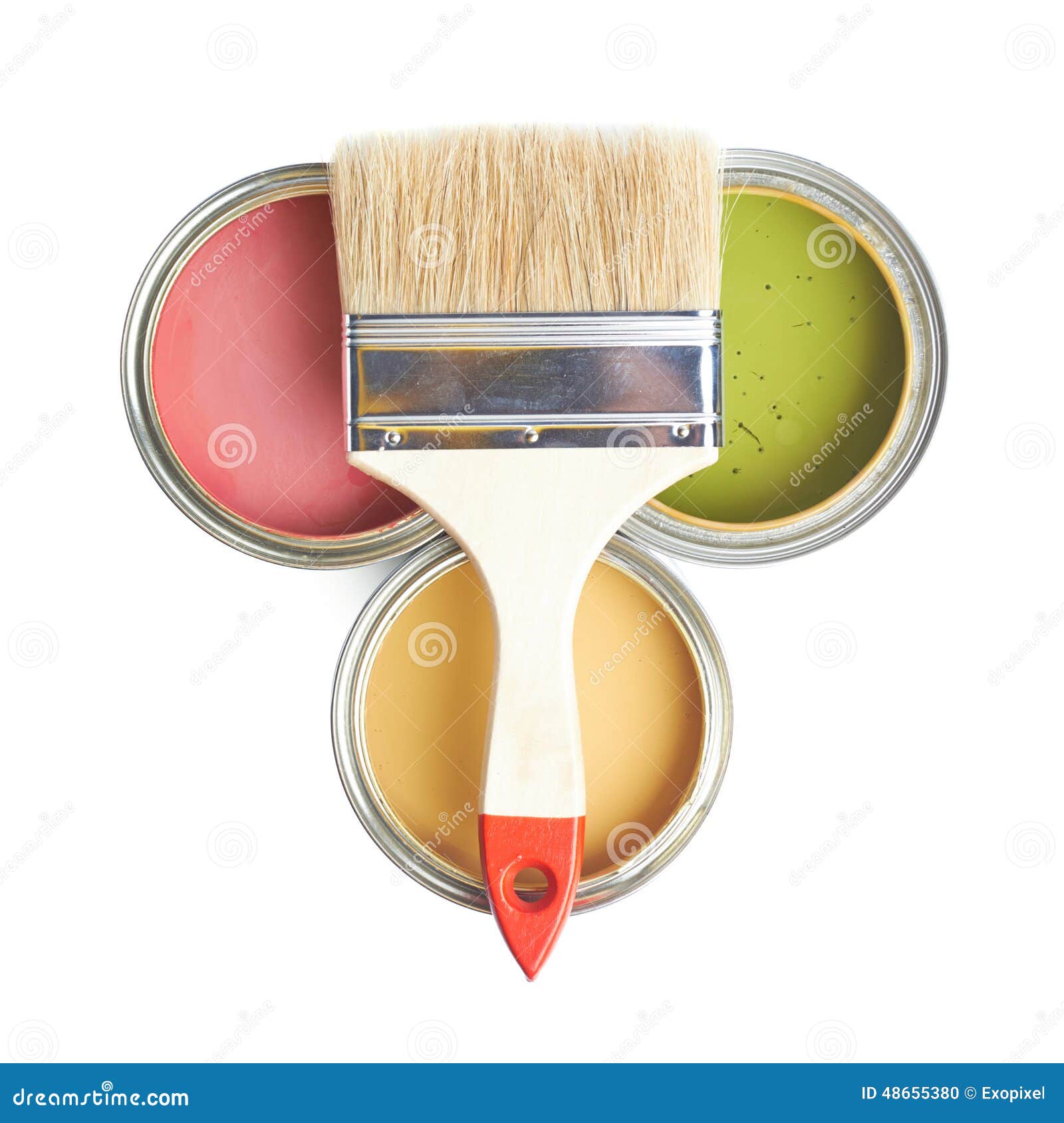 Three Paint Cans Isolated On White Background Three Paint Cans Isolated On White Background