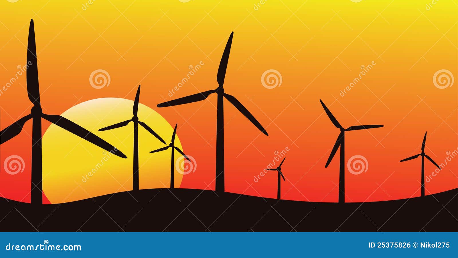 Wind Farm Silhouette Royalty Free Stock Image - Image: 25375826