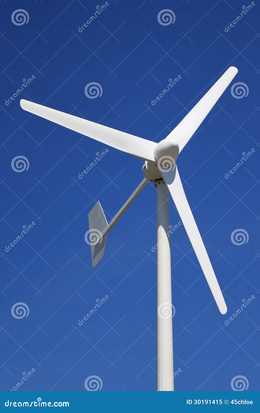 wind turbine for renewable energy on a background of blue sky.
