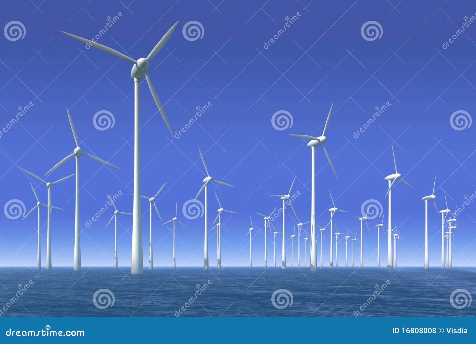 Wind turbine in the water park for offshore energy.