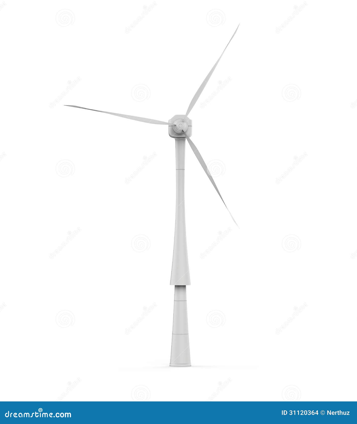Wind Turbine on white background. 3d render.