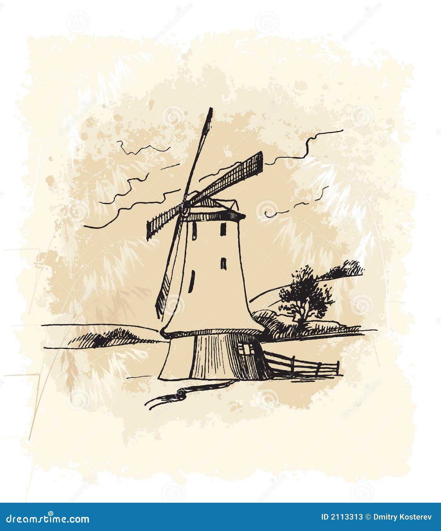 Old WindMill vectorized from manual artwork.