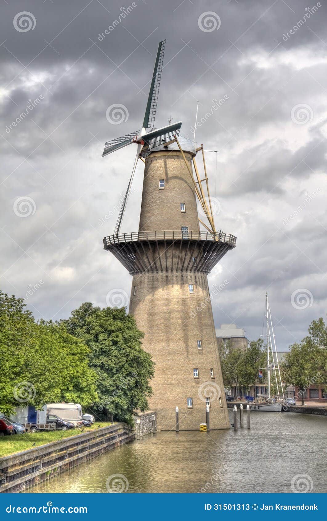 in Schiedam, Holland is a wind turbine producing electricity from wind 