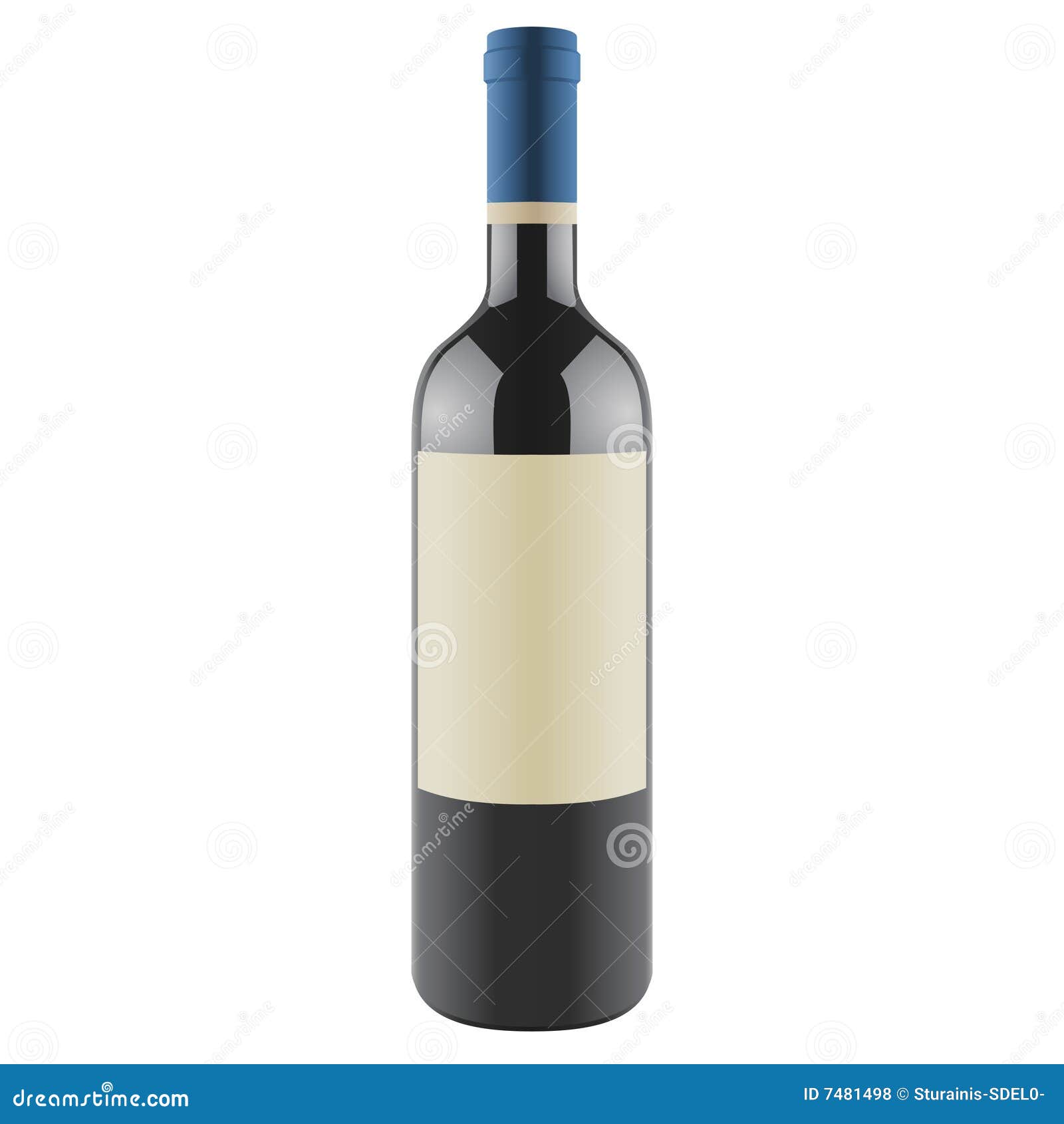 Vector dark glass wine bottle with a blank label.
