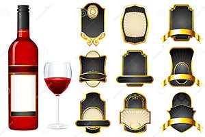 Wine Bottle With Different Blank Label Royalty Free Stock Photography 