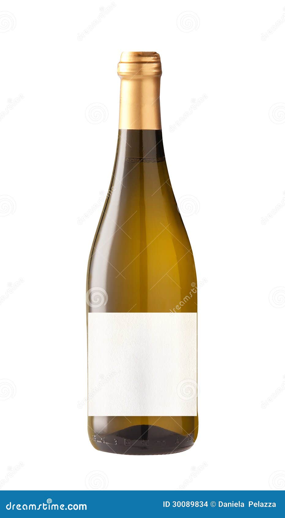 Wine bottle isolated with blank label for your text or logo.