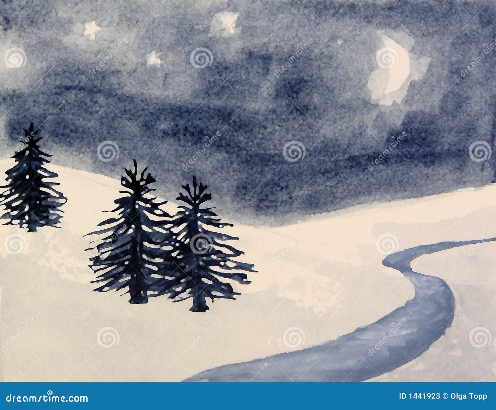 Snowy Pine Tree Painting