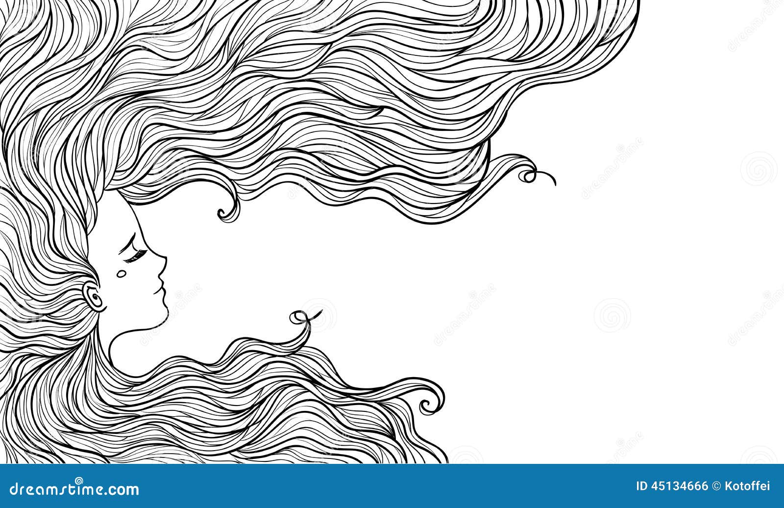 Woman With Beautiful Hair. Vector Illustration. Stock Illustration