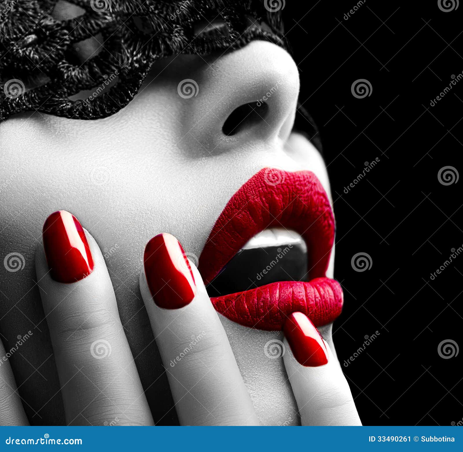 Woman With Black Lace Mask Stock Image Image 33490261