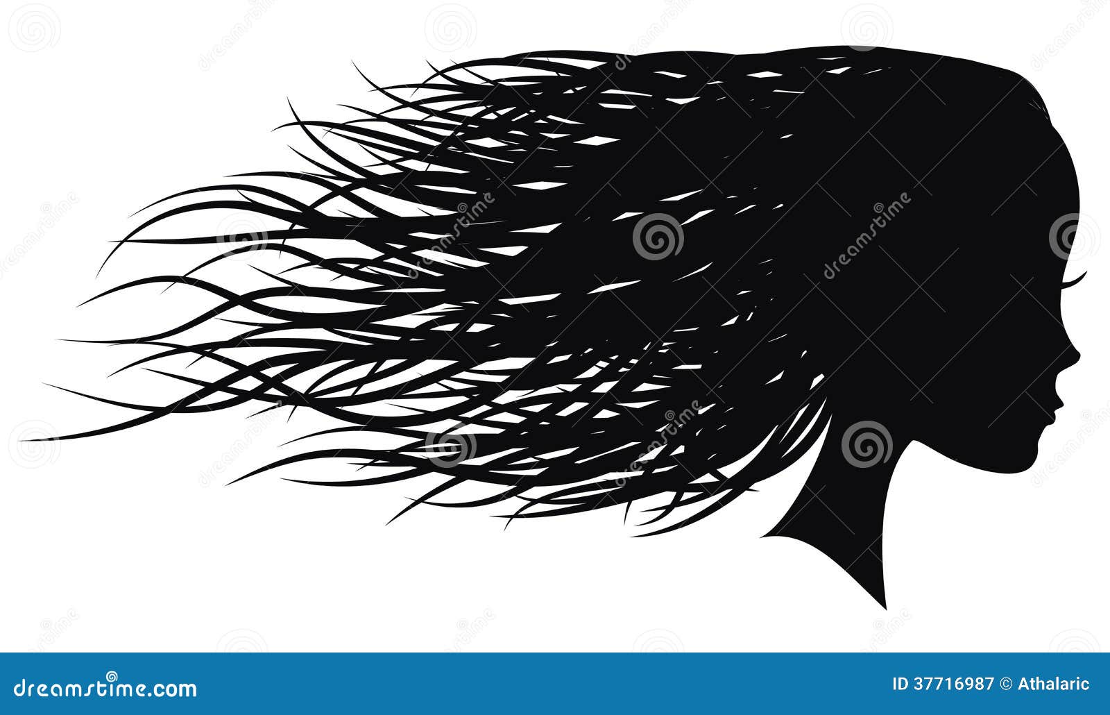 Woman Face Profile With Flowing Hair Royalty Free Stock Photography