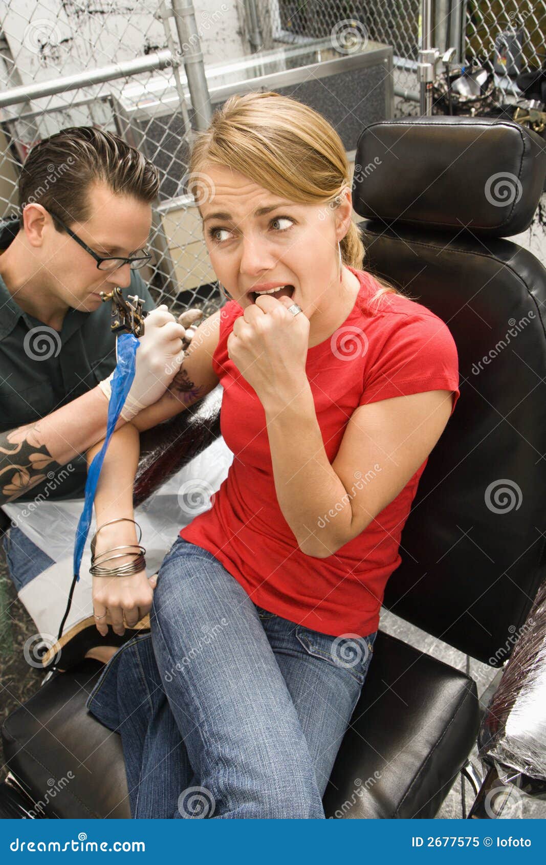 Woman Getting Tattoo. Royalty Free Stock Photo - Image: 2677575