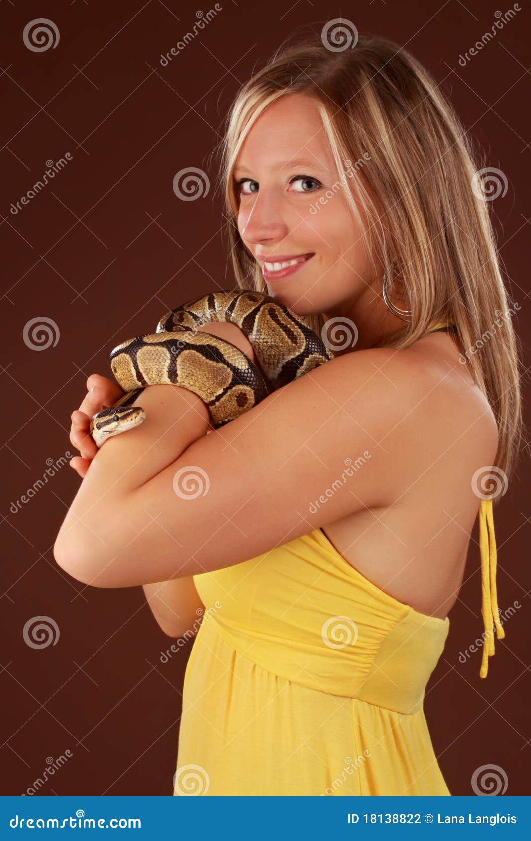 Woman holding a snake stock photo. Image of constrictor 15926350