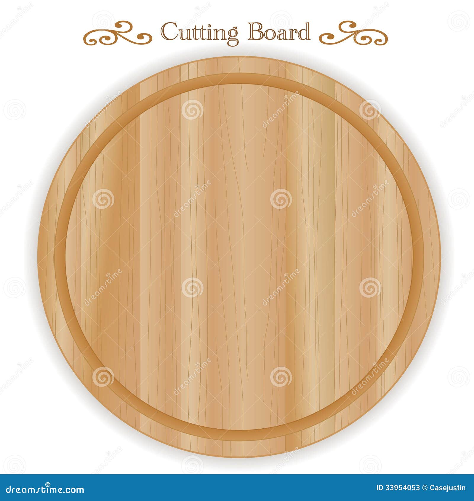 Round wood cutting board, wood grain butcher block detail. For kitchen 