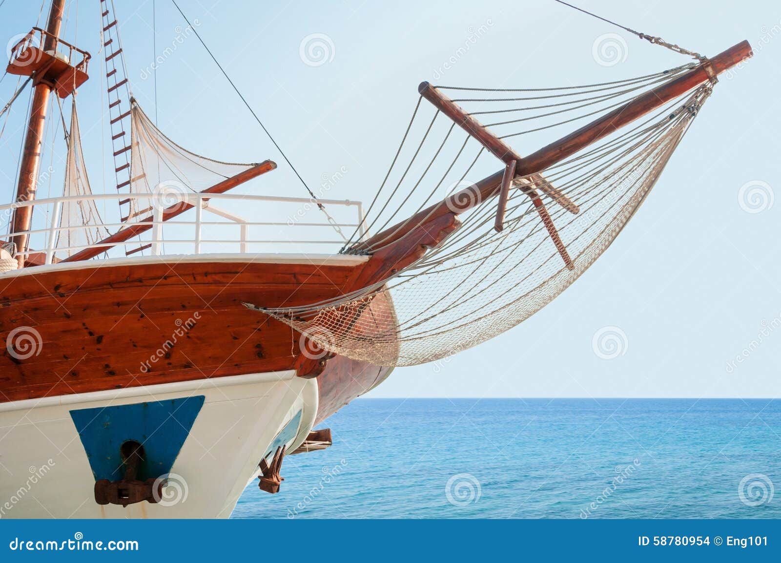 Wooden Cruising Yacht's Bow Stock Photo - Image: 58780954