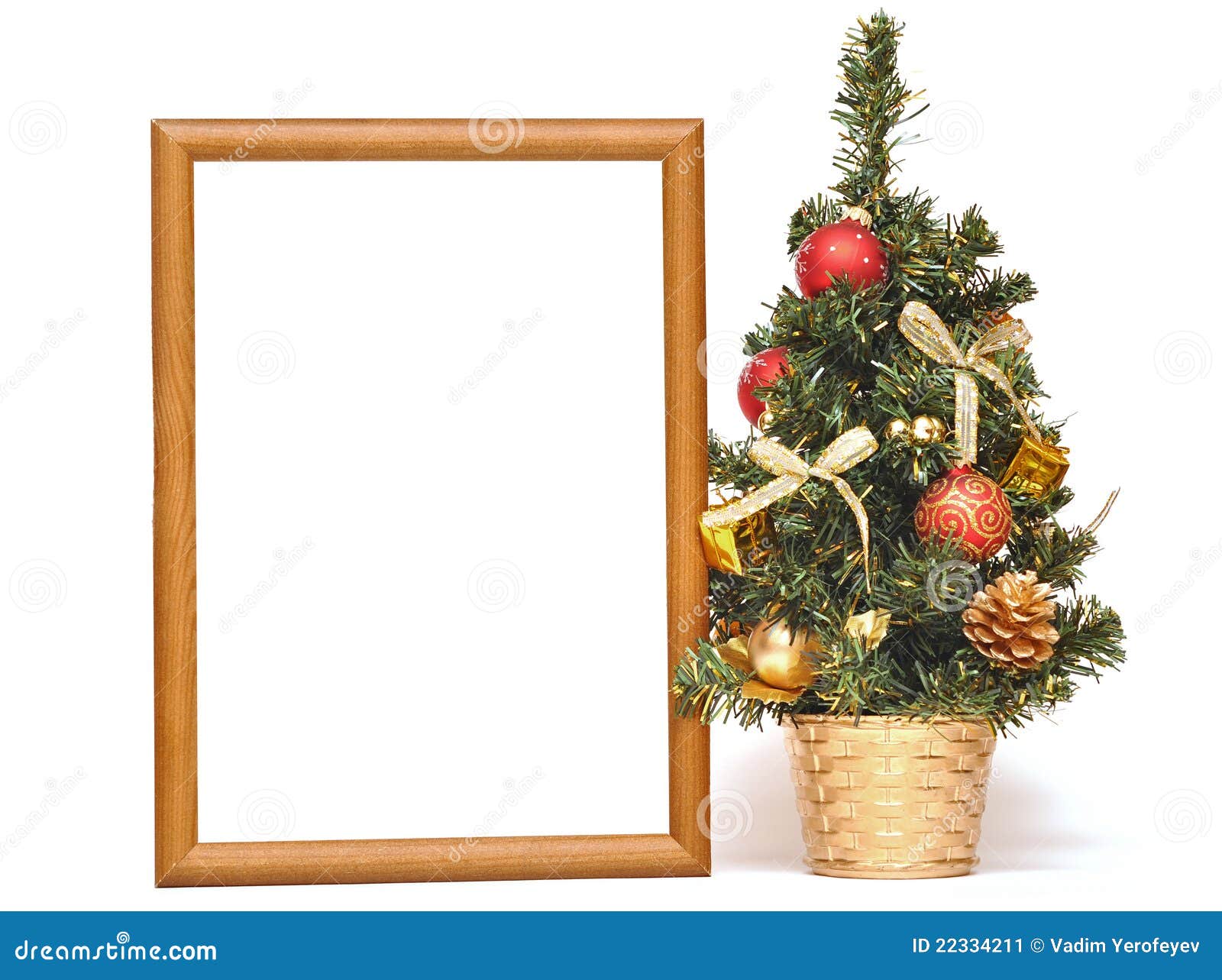 Wooden Frame And Christmas Tree Stock Image - Image: 22334211