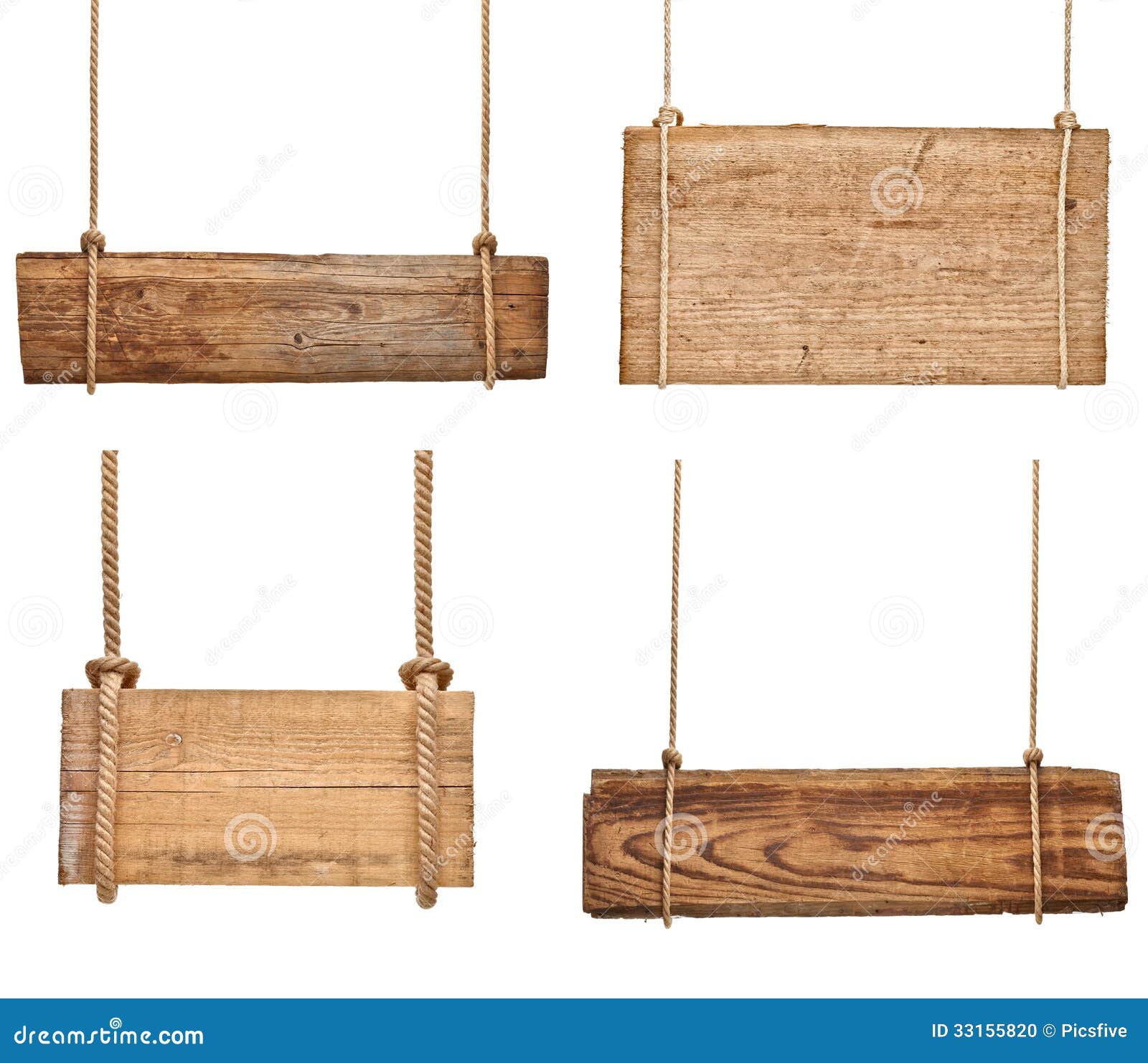 hanging  empty  on Collection  signs on rope vector sign a various rustic white wooden of