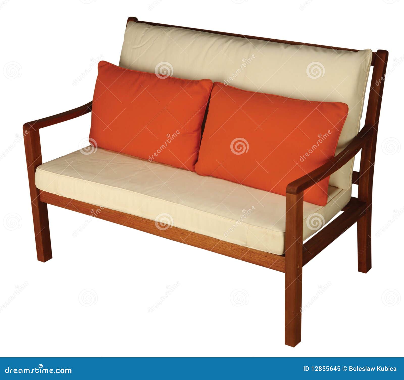 Wooden Sofa With Cushion Royalty Free Stock Photo - Image: 12855645