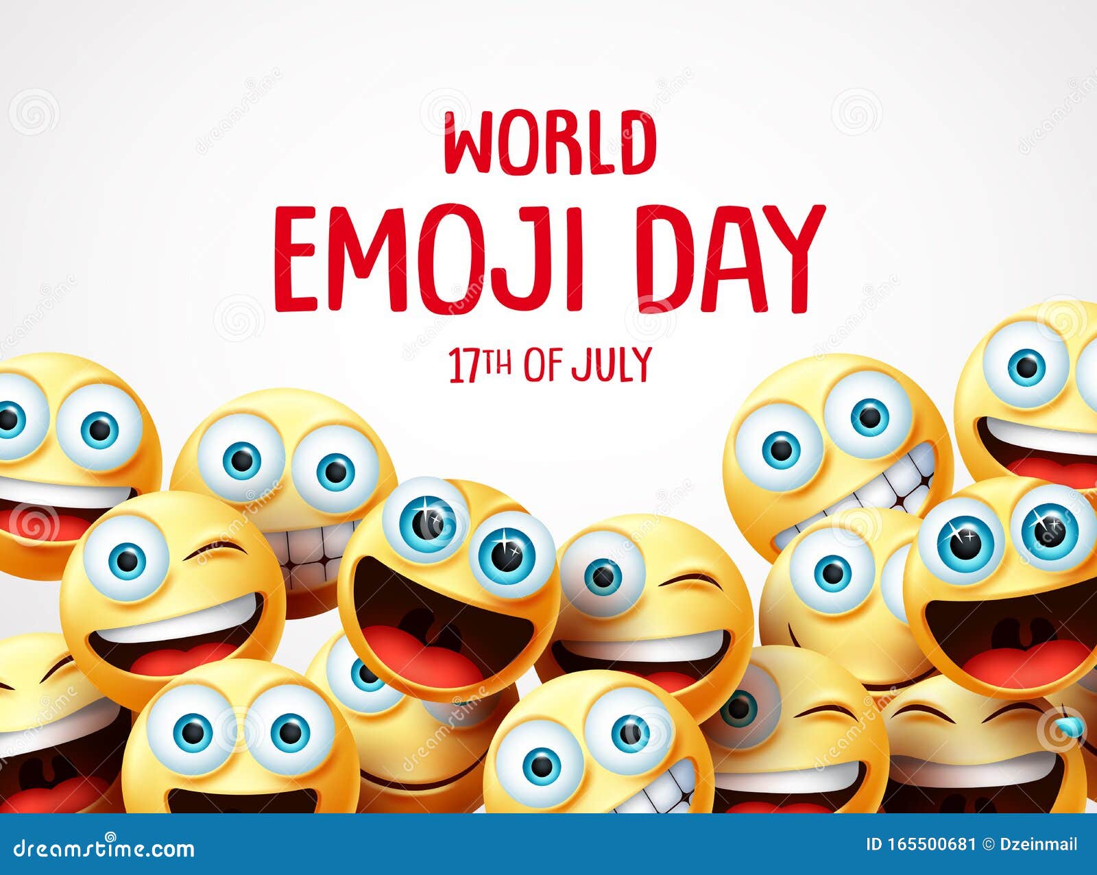 World Emoji Day July 17th Banner Smiling Emoticon And Lettering World