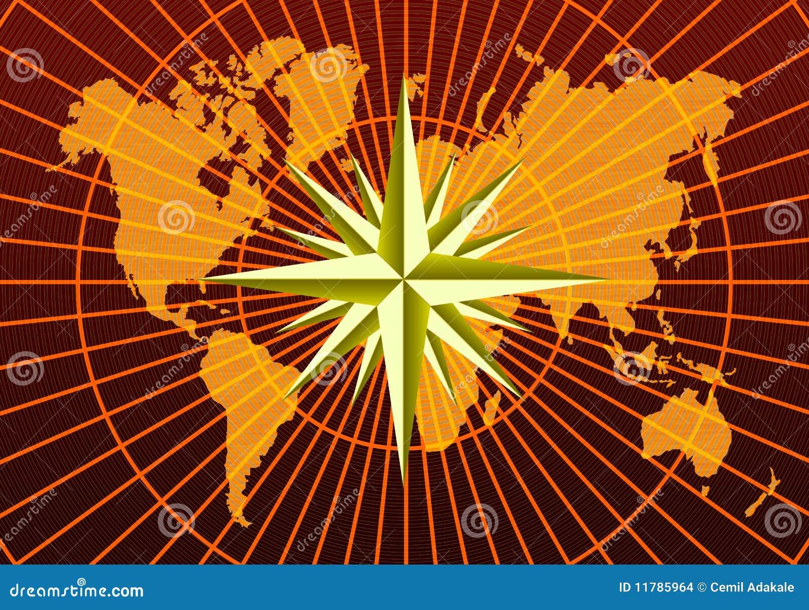 World Map And Compass Rose Stock Images Image 11785964