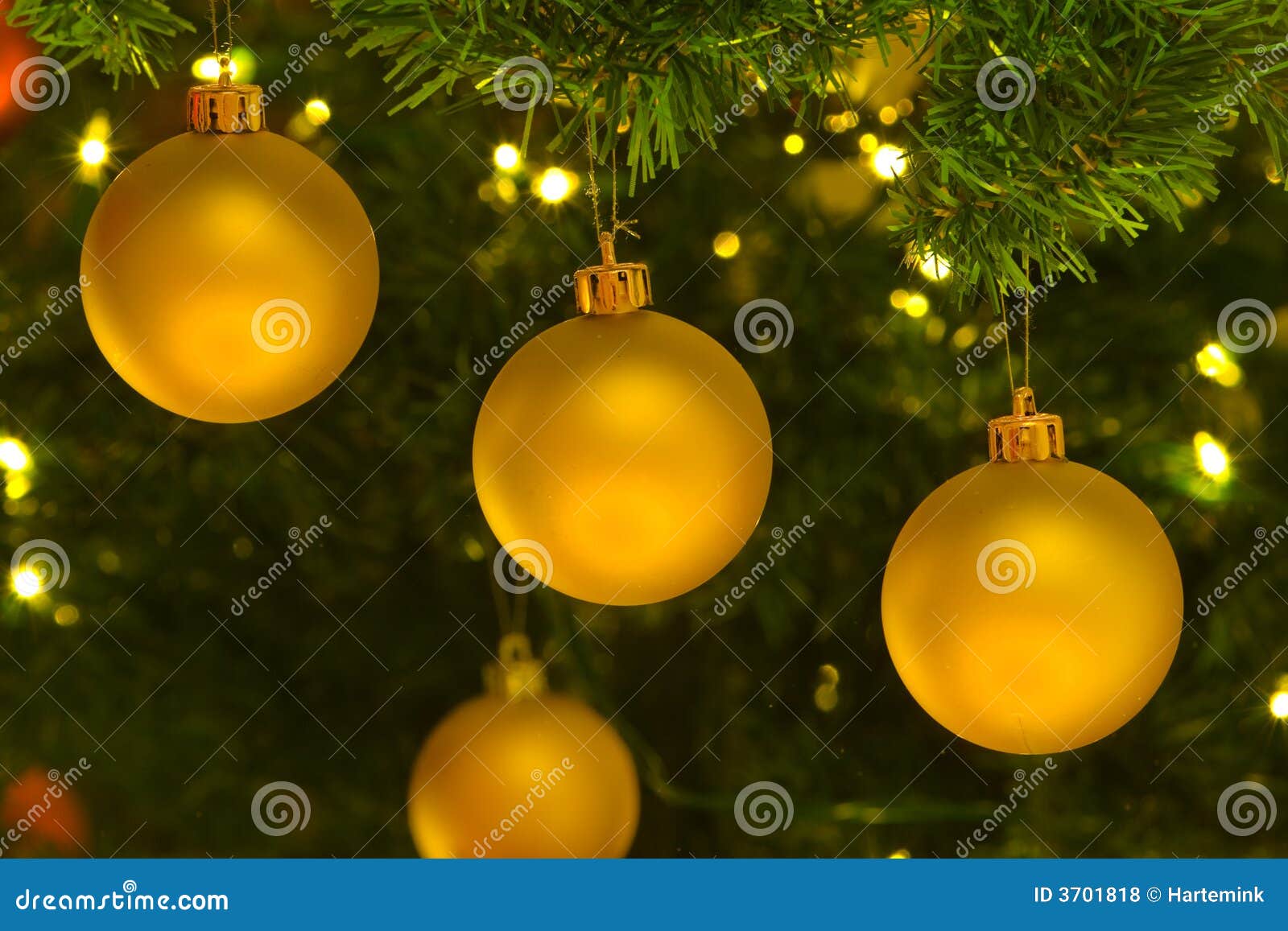 Yellow Christmas Ornaments In Christmas Tree Royalty Free Stock Photos ...