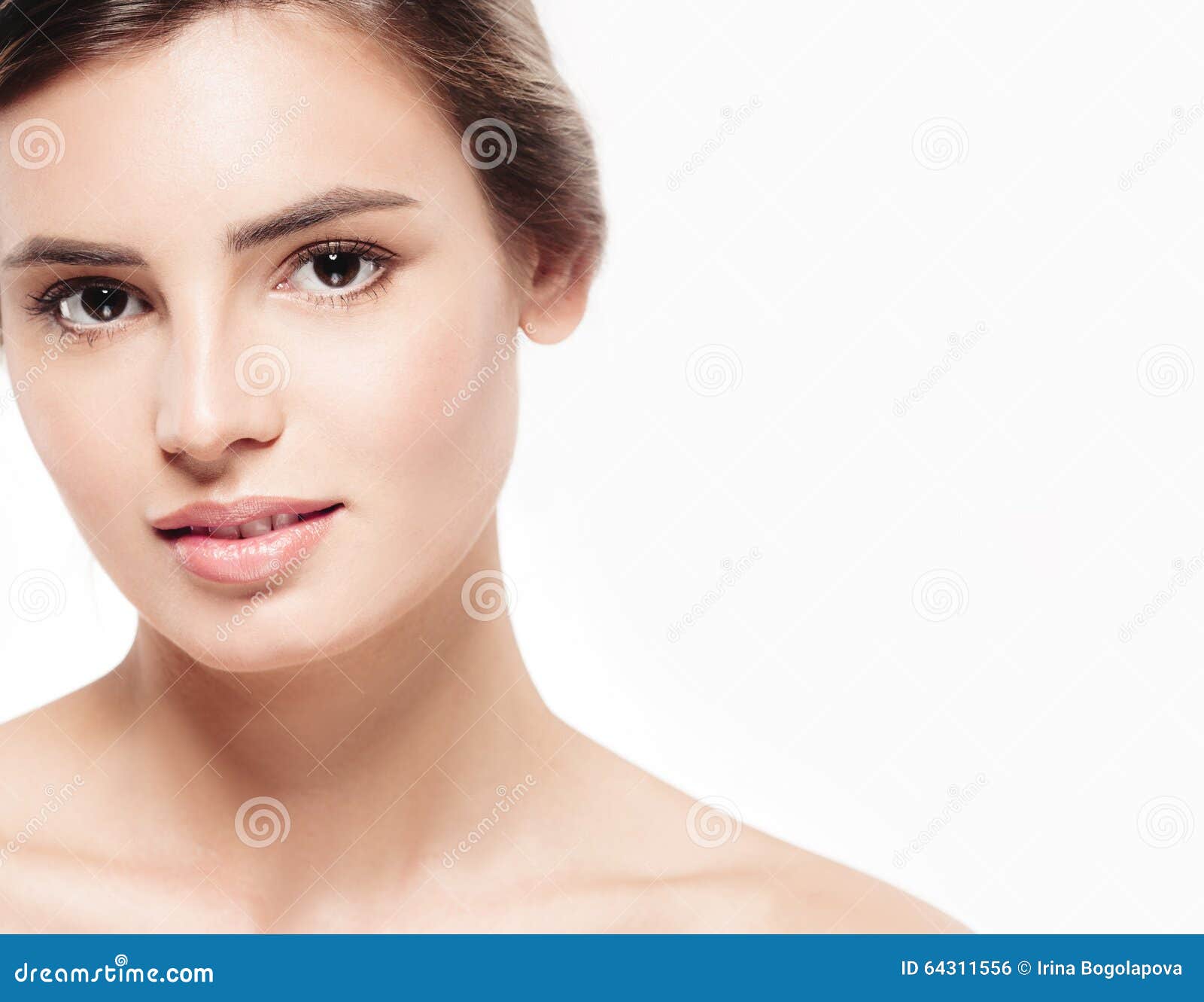 Young beautiful woman face close-up beauty portrait with healthy <b>nature skin</b> <b>...</b> - young-beautiful-woman-face-close-up-beauty-portrait-healthy-nature-skin-perfect-make-up-studio-64311556