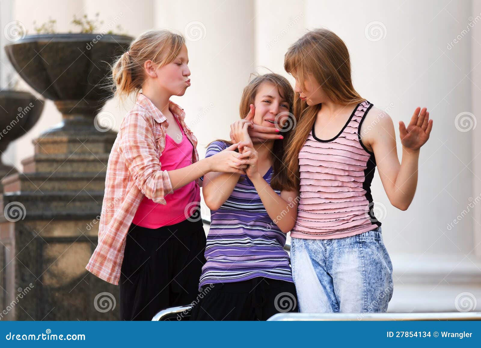 Young Girls Having Fun In A Campus Stock Images Im