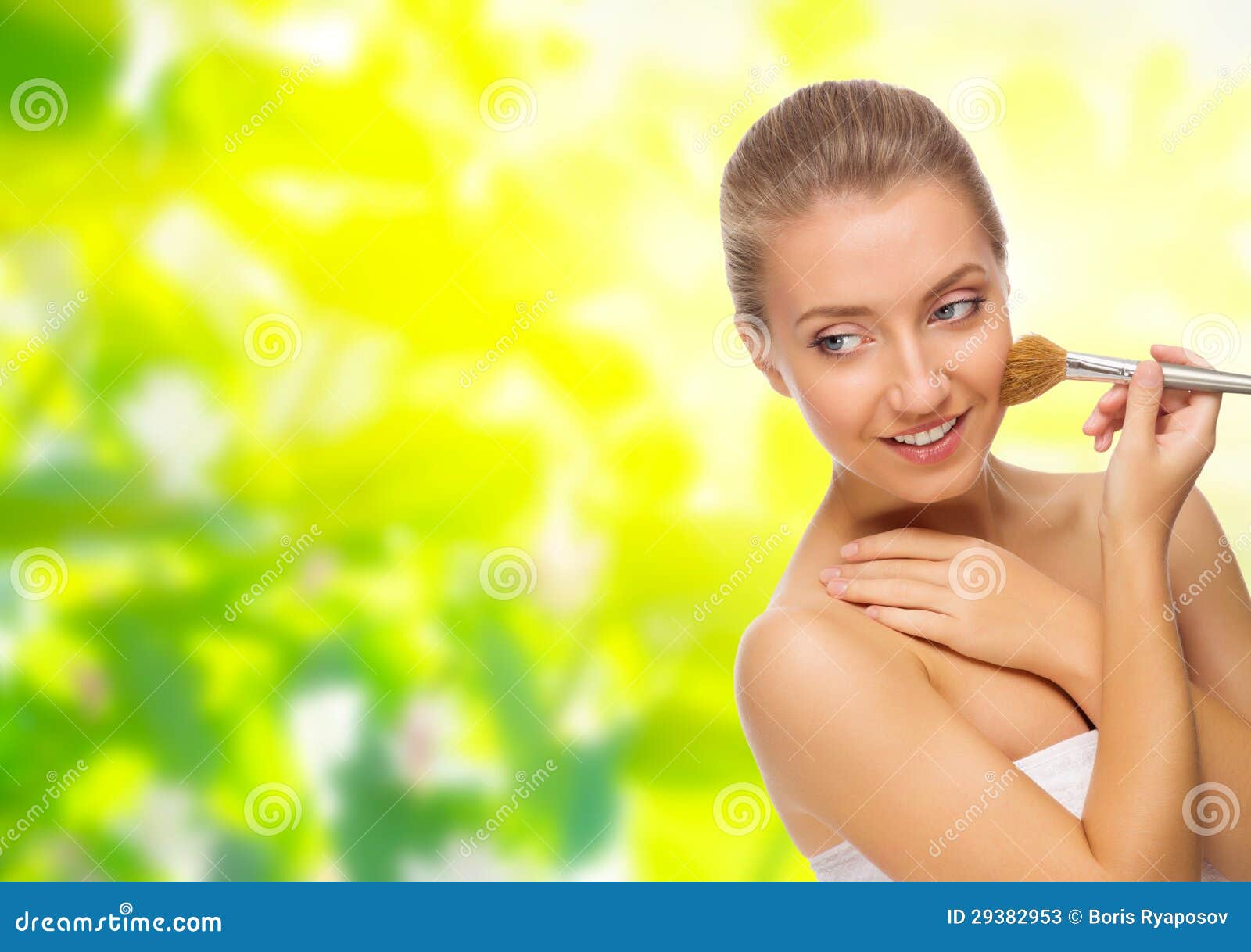 Young Healthy Girl With Makeup Brush Stock Photos  Image: 29382953