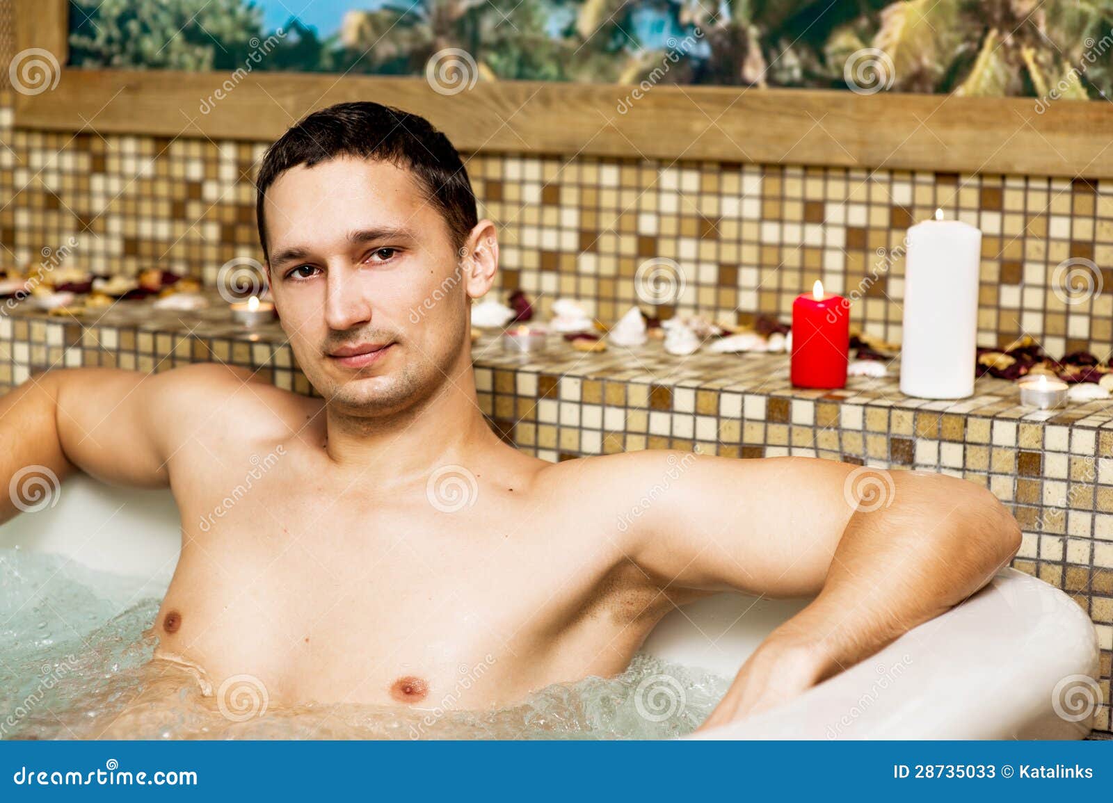 Young Man In Romantic Jacuzzi Stock Photos - Image: 28735033