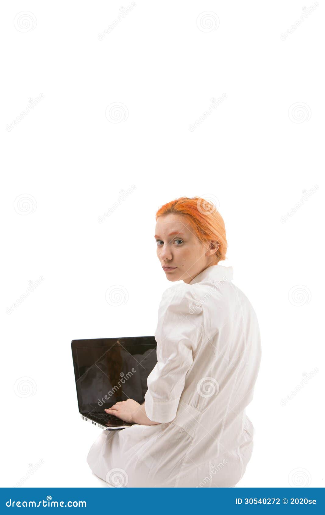 Young Redhead Woman Using A Laptop Stock Photography Image 30540272