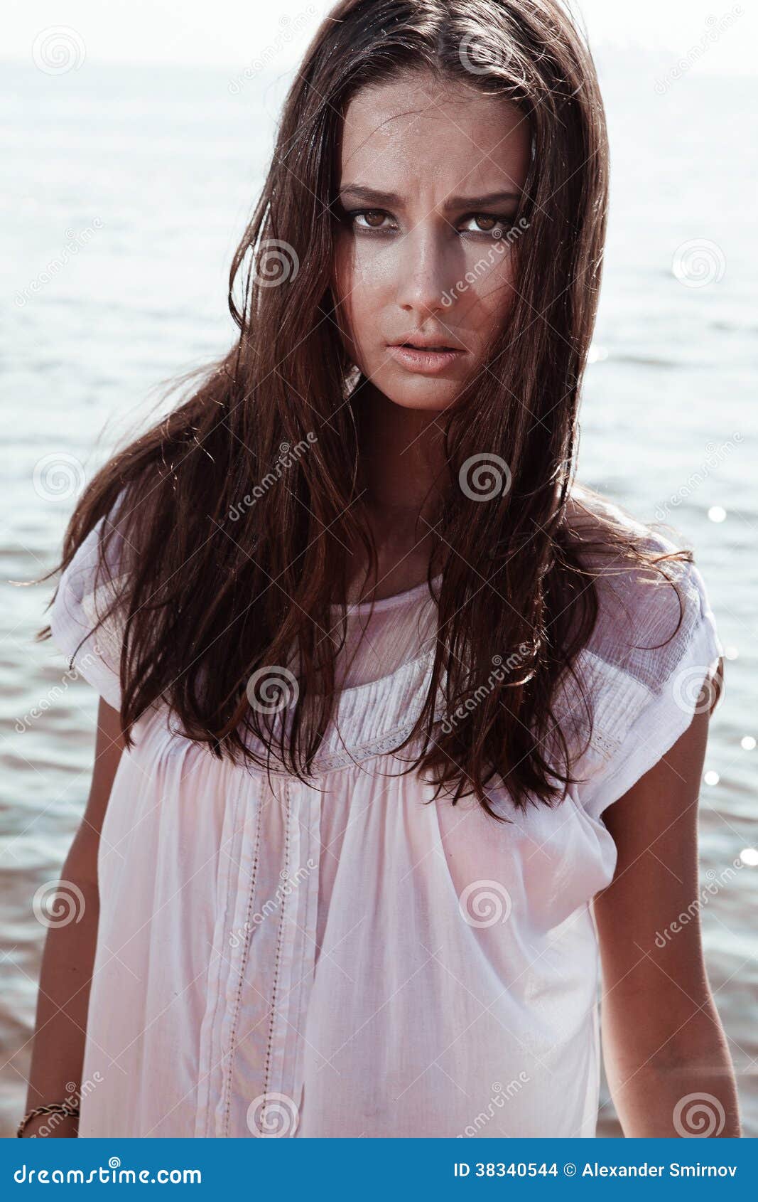 Young Sexy Brunette On The Beach Stock Images Image 38340544