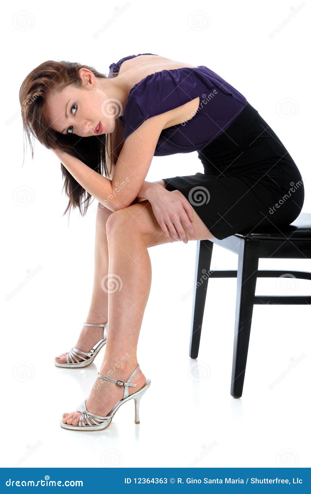 Young Woman Sitting On Chair Stock Photos Image 12364363